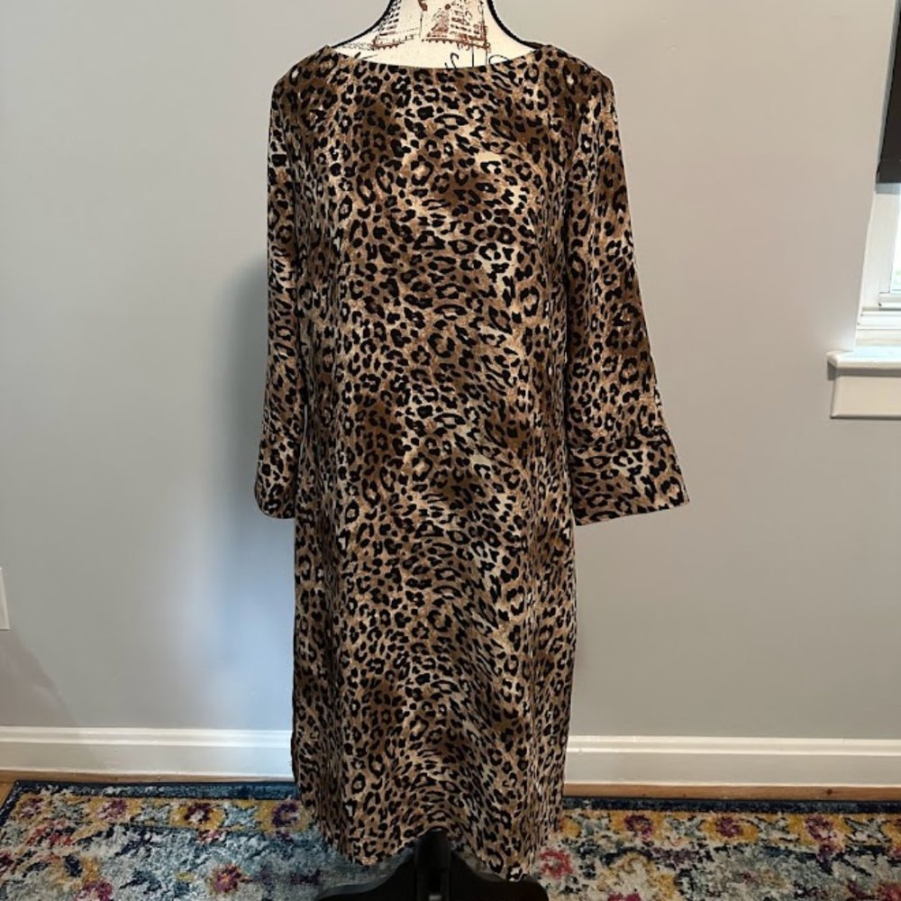 H&M Cheetah Print, Long Sleeve Dress - Size 6